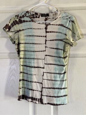 Tryst Mint and Black Tie-Dye Stripe Short Sleeve Tee